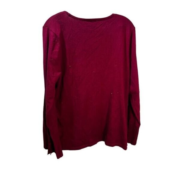 Button Cuff Crewneck Pullover Knit‎ Purple Sweater XL - Picture 2 of 5